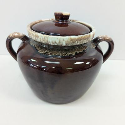 McCoy Pottery Bean Pot Brown Drip Glaze