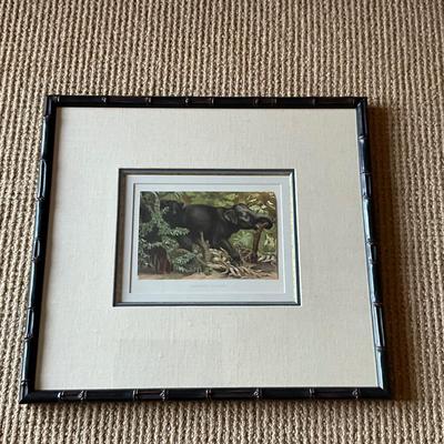 UB794 Antique Framed Indischer Elephant Color Lithograph