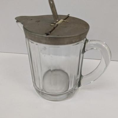 Vintage M & K Glass Syrup Dispenser With Lid