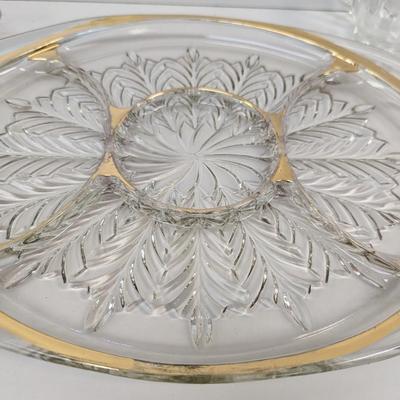 Glass Oval Divided Serving Platter & Butter Dish