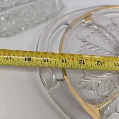 Glass Oval Divided Serving Platter & Butter Dish