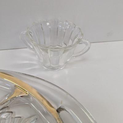 Glass Oval Divided Serving Platter & Butter Dish