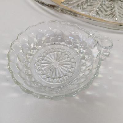 Glass Oval Divided Serving Platter & Butter Dish