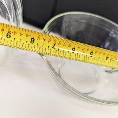 Anchor Hocking Clear Optic Pitcher Ringed Rib Top Band USA Mixing Bowl With Handle & Spout & Measuring Cup