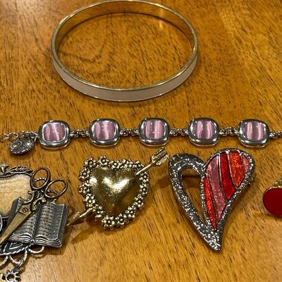 Heart brooches with Dansk & Monet bracelets