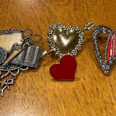 Heart brooches with Dansk & Monet bracelets