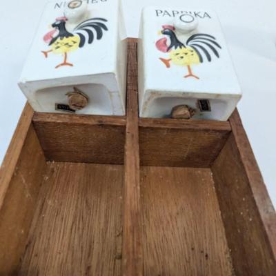 Wood Rooster Spice Rack