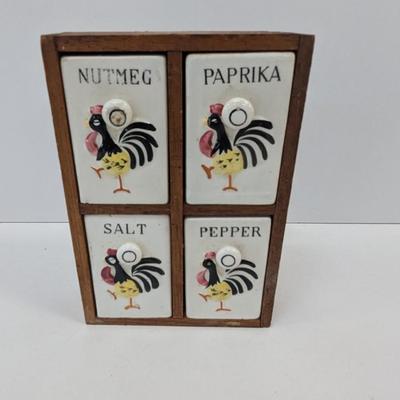 Wood Rooster Spice Rack
