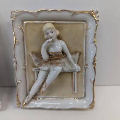 Vintage Sonsco Framed Ballerina 3D Porcelain Decor