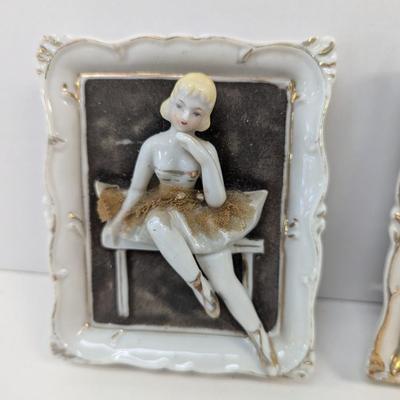 Vintage Sonsco Framed Ballerina 3D Porcelain Decor