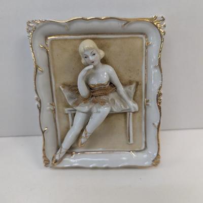 Vintage Sonsco Framed Ballerina 3D Porcelain Decor