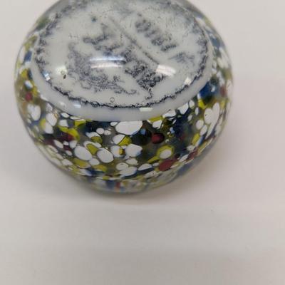 Glass Paperweight Dated 1910 "Beryl" Surface Scratches