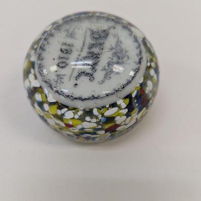 Glass Paperweight Dated 1910 "Beryl" Surface Scratches