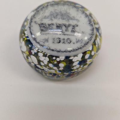Glass Paperweight Dated 1910 "Beryl" Surface Scratches