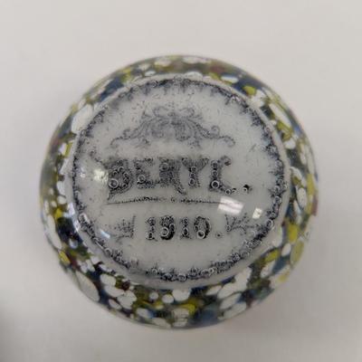 Glass Paperweight Dated 1910 "Beryl" Surface Scratches