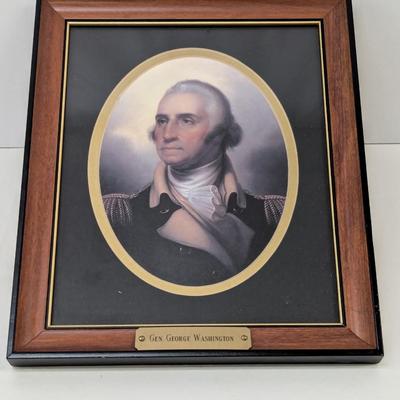 Framed George Washington Porthole Portrait By Rembrandt Peale Approx 9 1/2" x 11 1/2"