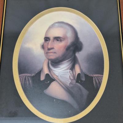 Framed George Washington Porthole Portrait By Rembrandt Peale Approx 9 1/2" x 11 1/2"