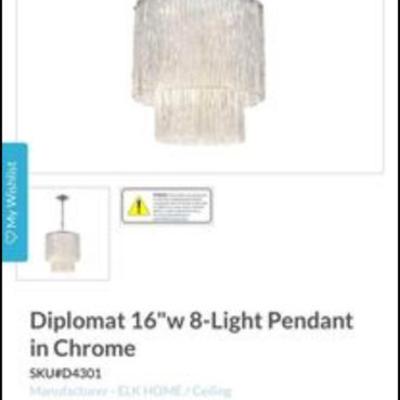 Pair Of Elk Home Diplomat 16” 8-Light Pendant In Chrome