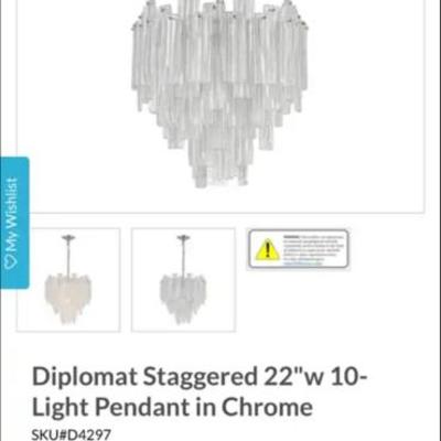 Elk Home Diplomat Staggared 22” 10-Light Pendant In Chrome