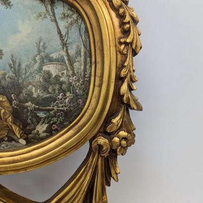 Victorian Summer Scene Print Resin Frame Approx 36 1/2" x 20"