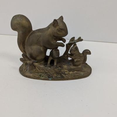 Vintage Brass Squirrel Mother & Baby Figure