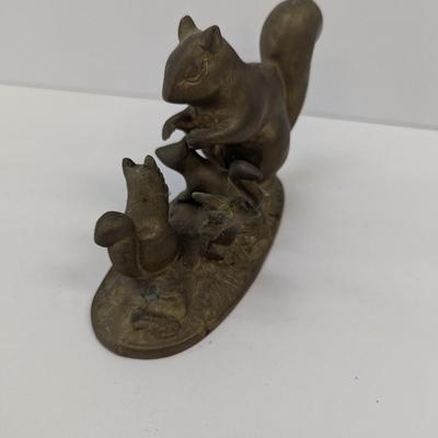 Vintage Brass Squirrel Mother & Baby Figure