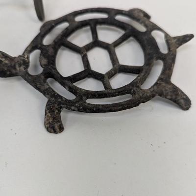 Vintage Cast Iron Turtle String Dispenser & Picture Holder