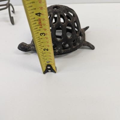 Vintage Cast Iron Turtle String Dispenser & Picture Holder