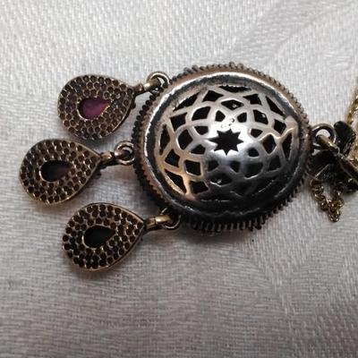 Antique Ruby and Diamond 20" Gold Vermeil Necklace