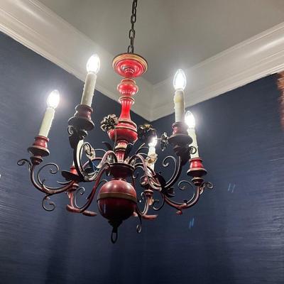 Red Distressed Antique Chandelier From Miami Circle Buckhead