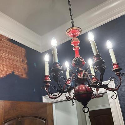 Red Distressed Antique Chandelier From Miami Circle Buckhead