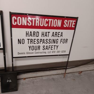 2 STEEL SIGN FRAMES AND AN INFORMATION BOX