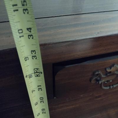 Vintage Sears Open Hearth Wood Stretch Dresser with Sweater Drawers in Walnut Finish (No Contents)
