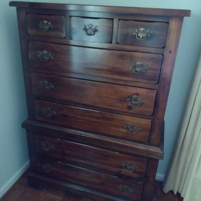 Vintage Sears Open Hearth Solid Walnut Three Over Five Chest of Drawers