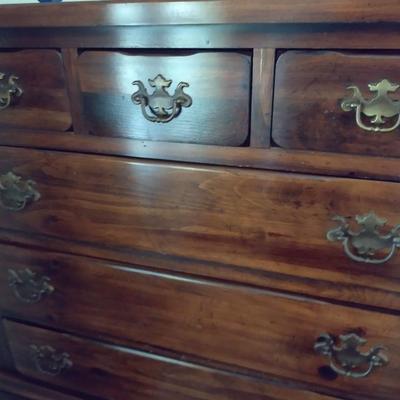 Vintage Sears Open Hearth Solid Walnut Three Over Five Chest of Drawers