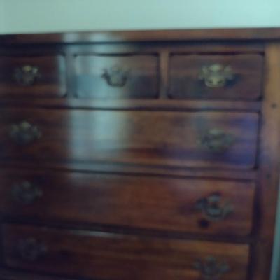 Vintage Sears Open Hearth Solid Walnut Three Over Five Chest of Drawers