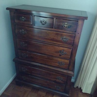 Vintage Sears Open Hearth Solid Walnut Three Over Five Chest of Drawers