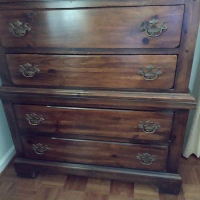 Vintage Sears Open Hearth Solid Walnut Three Over Five Chest of Drawers