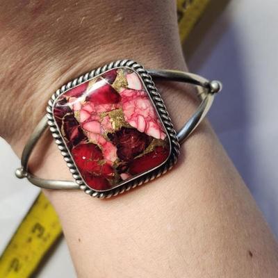 Native American Sterling Silver DAHLIA ROSE CUFF Bracelet