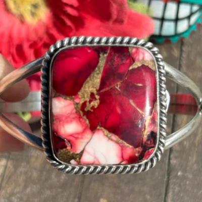 Native American Sterling Silver DAHLIA ROSE CUFF Bracelet