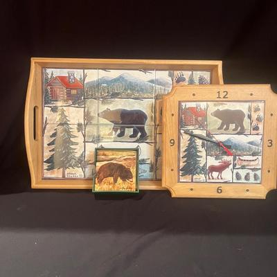 Donna Jensen Clock, Tray & Coasters (LR-MG)