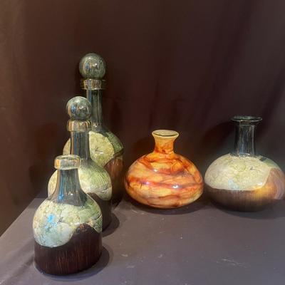 Five Signed Glass Bottles (LR-MG)