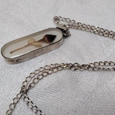 Vintage Acrylic Rose 925 16" Necklace Circa 1970