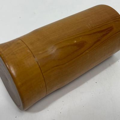 Wood Cylinder Container with lid smooth