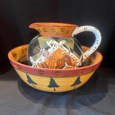 Zrike "Outpost" by S. Riggsbee White Hand Painted Dish Set (LR-MG)