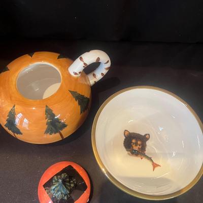Zrike "Outpost" by S. Riggsbee White Hand Painted Dish Set (LR-MG)