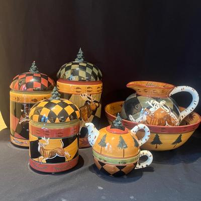 Zrike "Outpost" by S. Riggsbee White Hand Painted Dish Set (LR-MG)