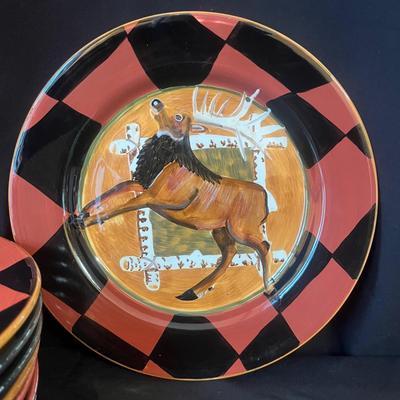 Zrike "Outpost" by S. Riggsbee White Hand Painted Dish Set (LR-MG)