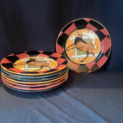 Zrike "Outpost" by S. Riggsbee White Hand Painted Dish Set (LR-MG)