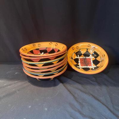 Zrike "Outpost" by S. Riggsbee White Hand Painted Dish Set (LR-MG)